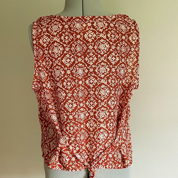 LARGE The Limited Chiffon Rust & Cream Vest - Picture 3 of 6